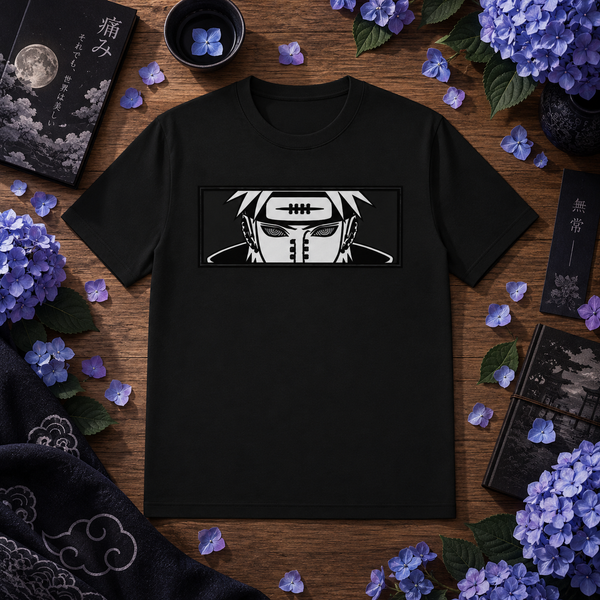 Pain Half-Face Monochrome Graphic T-Shirt