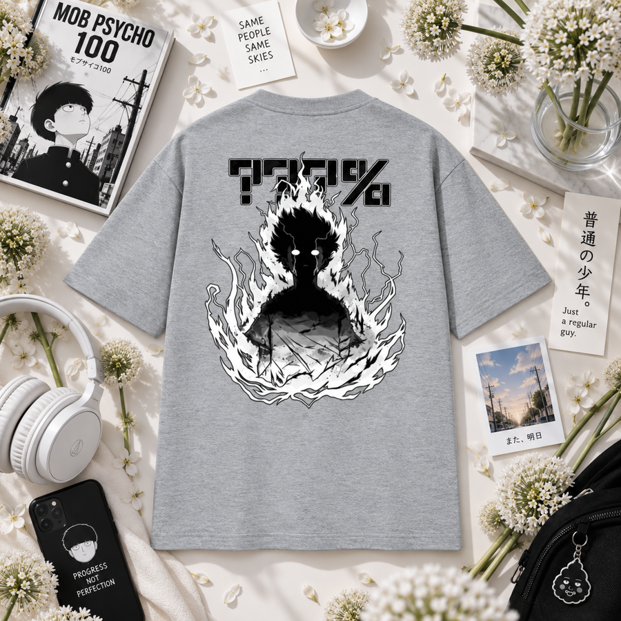 Mob Psycho 100 Floral Flat Oversized