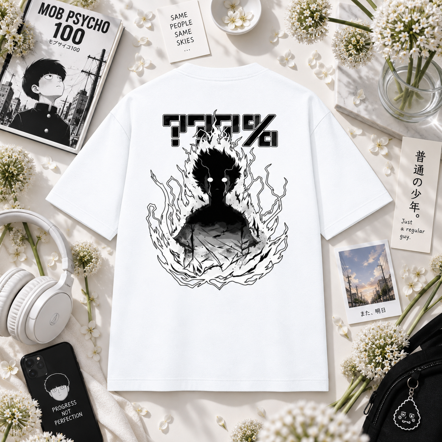 Mob Psycho 100 Floral Flat Oversized